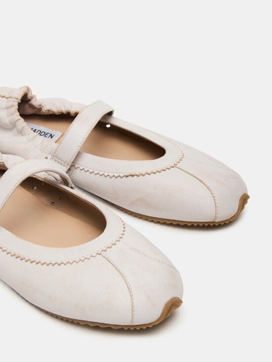 NEW STEVE MADDEN Leather Anaya Ballet Flats IN White Distressed 1125 3t7 - Picture 3 of 7